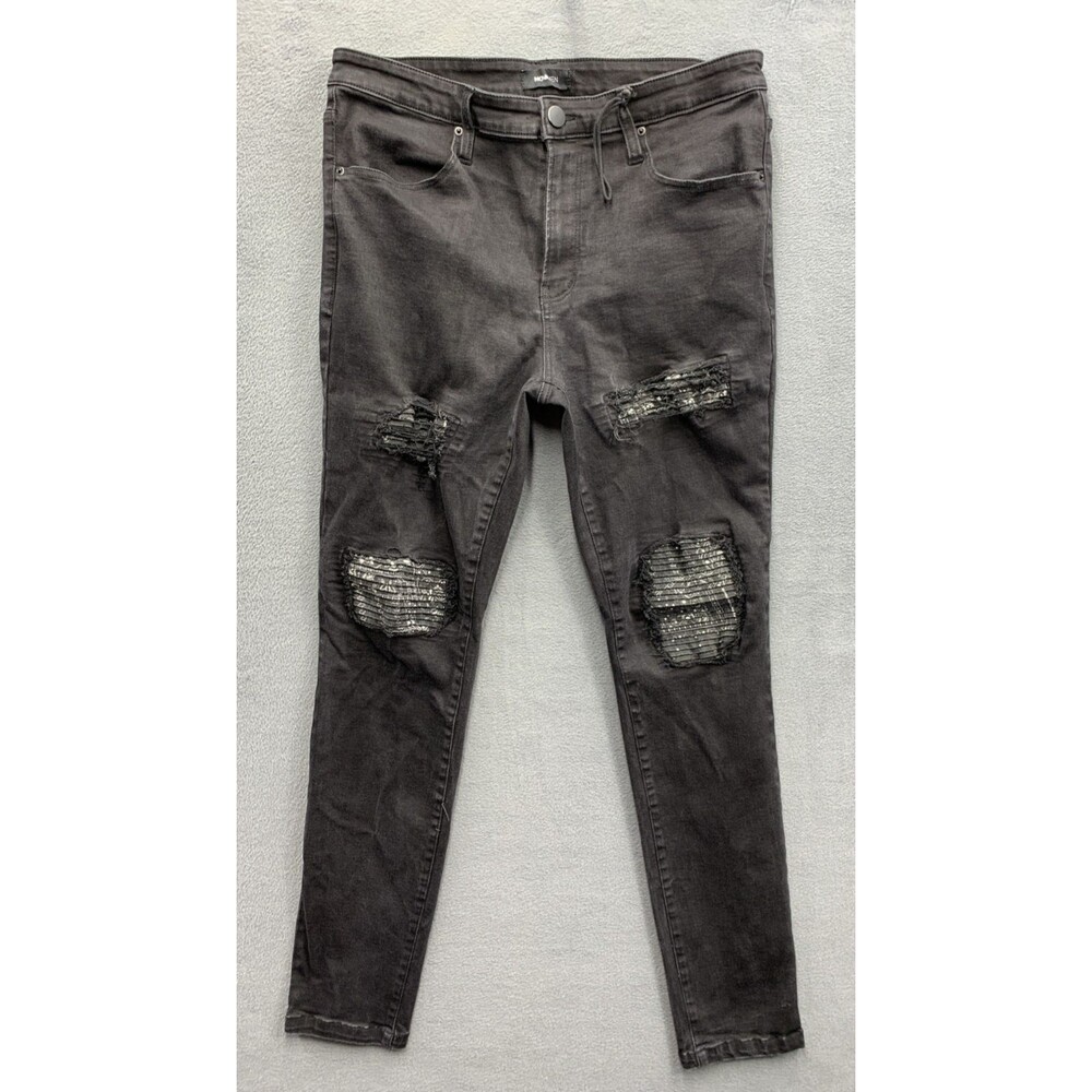 Nova Men Denim Jeans Men's Size 36X31 Black Wash Distressed Destroyed